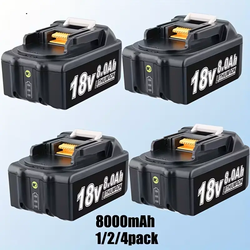 Makita 18V 8.0Ah Lithium-Ion Rechargeable Replacement Battery, 8000mAh High Capacity, LED Indicator, Compatible with BL1860B  Lithium Rechargeable Battery