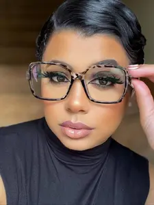 High-Quality Unisex Casual Stylish Square Frames Colorblock Frame Glasses, Anti-Blue Light PC Frames, Lightweight Durable Eyewear for All Seasons