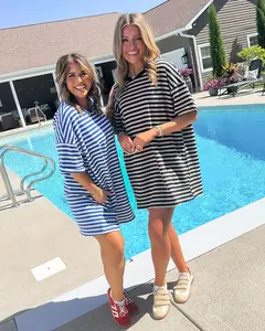 Traveling Gal Striped Jersey Knit T-Shirt Dress