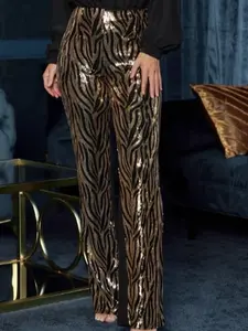 ZEBRA Sequins Print Fashion High-Waisted Pants - Zipper in the Back, Women's Bottom - Womenswear