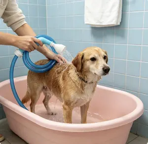 Portable Pet Shower Hose | Quick Dog & Cat Bathing Rinser for Home & Outdoor，Dog Bathing Hose with Universal Fit Silicone Connector, Handheld Shower Sprayer for Pet Grooming