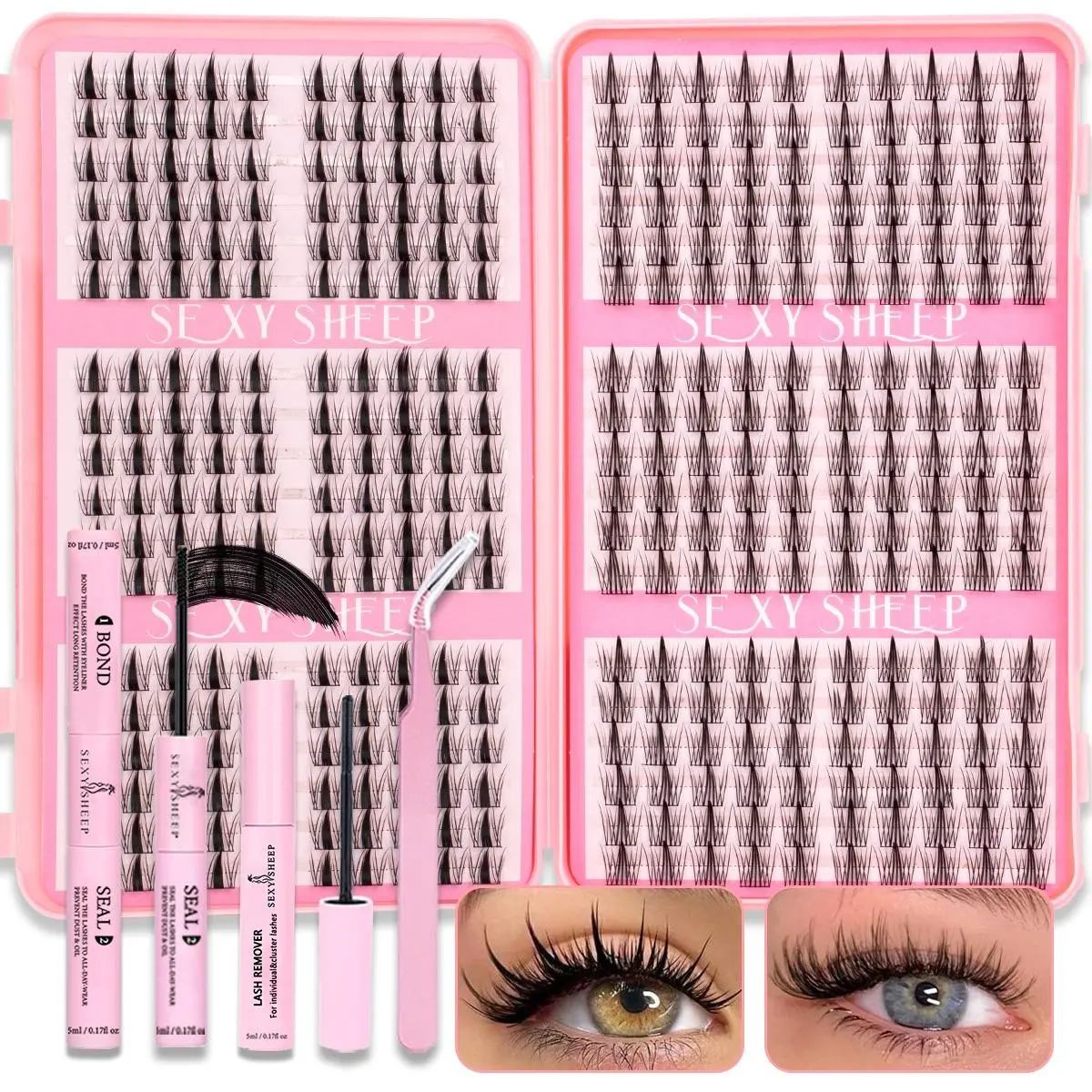DIY Mixed False Eyelash Set, Manga Cluster Lash Kit, Charming Individual Lashes, Bambi Lashes, puppy Lash Set, False Eyelashes Set, Long-Lasting Soft Curled Natural Extension Kit, Eyelash Extensions