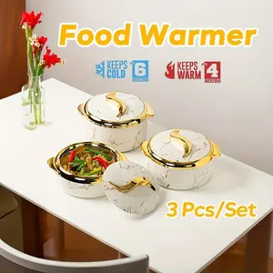 3pcs, Food Warmer, Insulated Stainless Steel Food Warmers With Lids, Hot & Cold Food Storage, Buffet Serving Bowls, Keeps Food Hot Or Cold, Multi-Color Thermal Casserole Dish Set, Ideal For Parties, Buffets, Outdoor Work, 1.5L + 2L + 2.5L,christmas gift