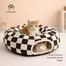Mizusu 2-in-1 Play & Nap Sherpa Fleece Round Pet Bed - Soft Shaggy Plush Tunnel, Machine-Washable Inner Cushion, Peekaboo Cave, Fashionable Patterns, Cozy Kitten Condo for Cats & Small Dogs, Kitten Bed for Play + Sleep