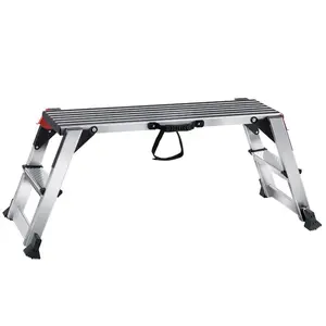 VEVOR Folding Work Platform, 660 lbs Load Capacity, Aluminum Drywall Stool Ladder, Heavy Duty Work Bench w/ Non-Slip Feet, Ideal for Washing Vehicles, Cleaning, Painting, Decorating