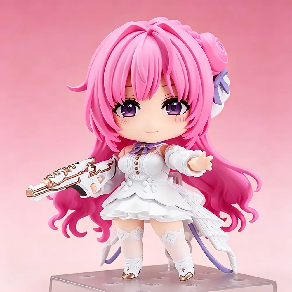 #2740 Dorothy Doro Female Articulated Joints Chibi Action Figure - Goddess of Victory NIKKE Mobile Game Decorative Collectible Toy, 3 Interchangeable Faces, Golden Gun, Fully Movable Body, Iconic Character Restoration, Unisex Game Fan Gift