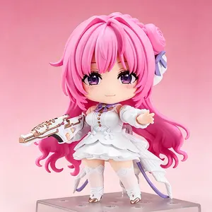 #2740 Dorothy Doro Chibi Action Figure - Goddess of Victory NIKKE Mini Collectible Toy with 3 Interchangeable Faces, Golden Gun, Movable Joints, Game Fan Gift