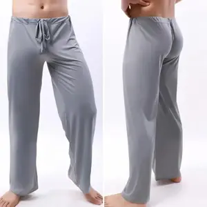 Low waisted drawstring straight loose sleepwear, comfortable elastic waisted men's sports pants, sporty and casual