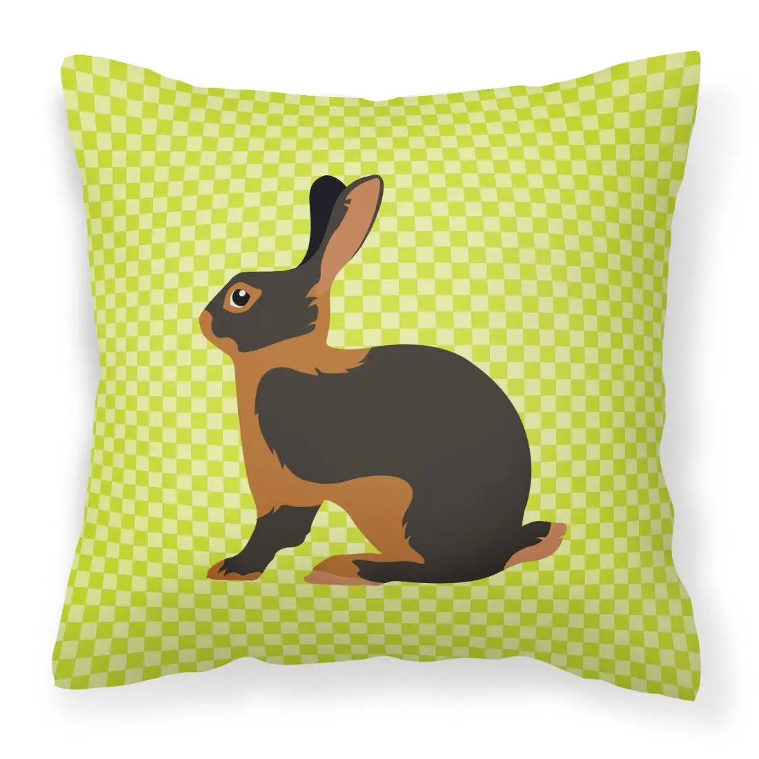 Tan Rabbit Green Indoor-Outdoor Accent Cushion, 18x18in Waterproof Durable Handcrafted in the USA Machine Washable Throw Pillow with Fabric Cover & Insert for Sofa, Bed