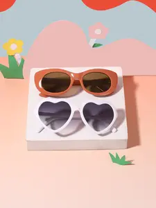 Cute Square Heart Frame Glasses for Kids 4-8 Years, Casual Fashion Eyewear, Lightweight Durable, Perfect for Daily and Parties
