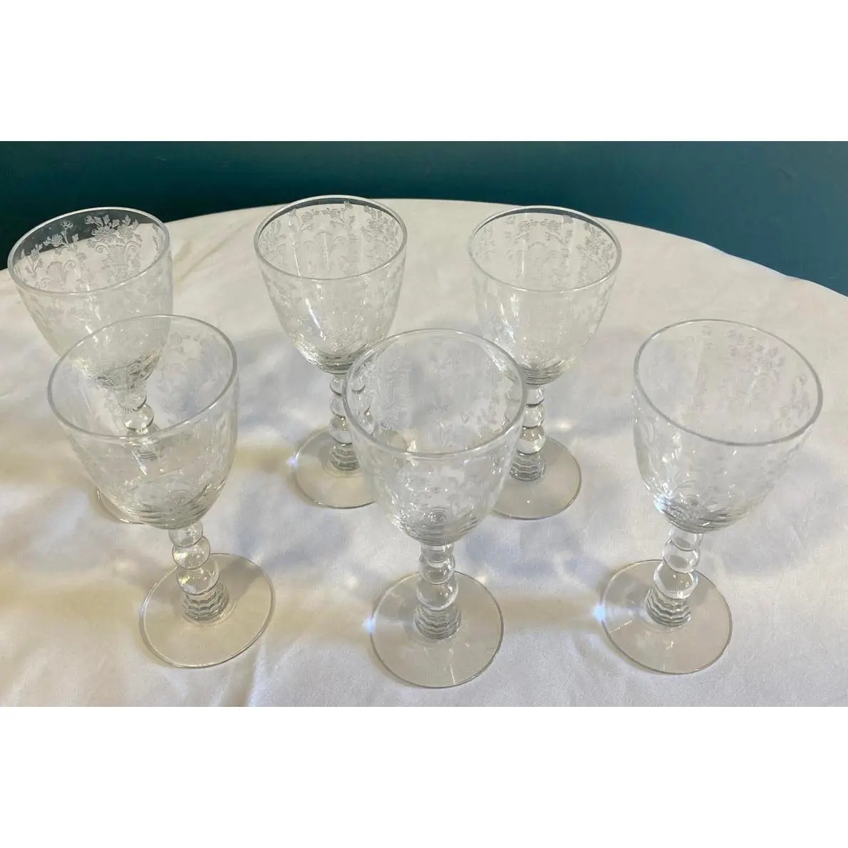 Vintage Duncan Miller First Love Etched Crystal Wine Glasses – Set of 6