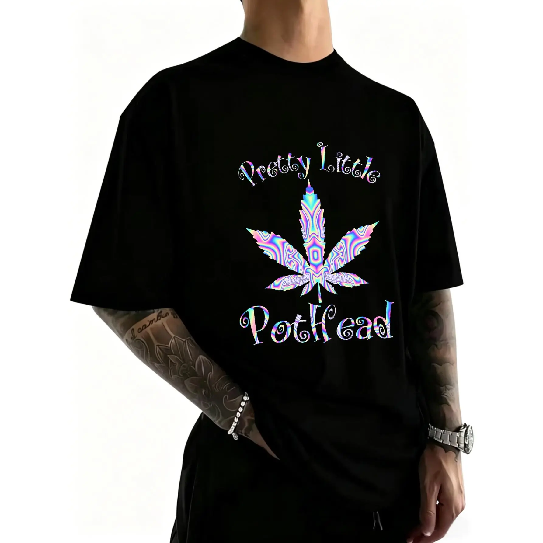 Cotton Pretty Little Pothead Weed Canabias 420 T-Shirt, Prints, Unisex, Casual, Classic