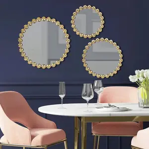 Geneva Gold Round Wall Mirror (set of 3)