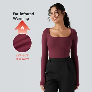 Halara Scoop Neck Long Sleeve Work Warming T-Shirt