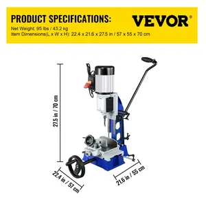 VEVOR Woodworking Mortise Machine, 1/2 HP 1700RPM Powermatic Mortiser, With Movable Work Bench Benchtop Mortising Machine, For Making Round Holes Square Holes Or Special Square Holes In Wood