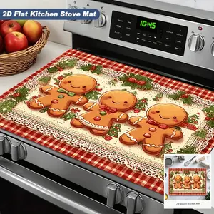 Christmas Gingerbread Man Silica Gel Oven Mat, Heat Resistant Non-Slip Absorbent Kitchen Pad, Creative Holiday Decoration