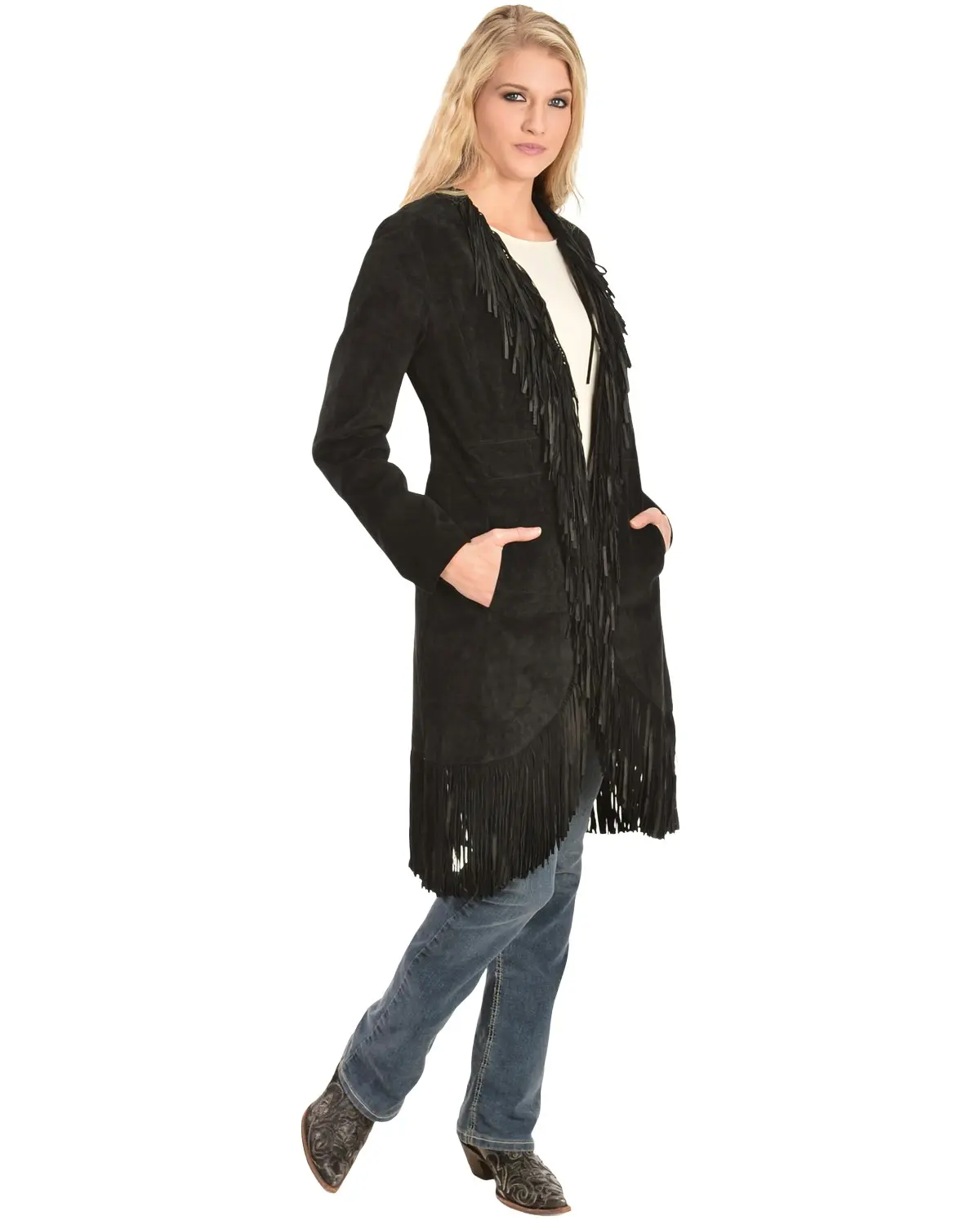 Scully Women's Women'S Boar Suede Fringed Maxi Coat - L19-81