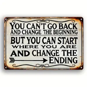 Motivational Metal Plates – Start Where You Are, Change the Ending Wall Hanging Tin Signs,  for Toilets, Bars, Cafes, Garages, Farmhouses, Hotels Wall Decor Gift Artwork Room Decoration