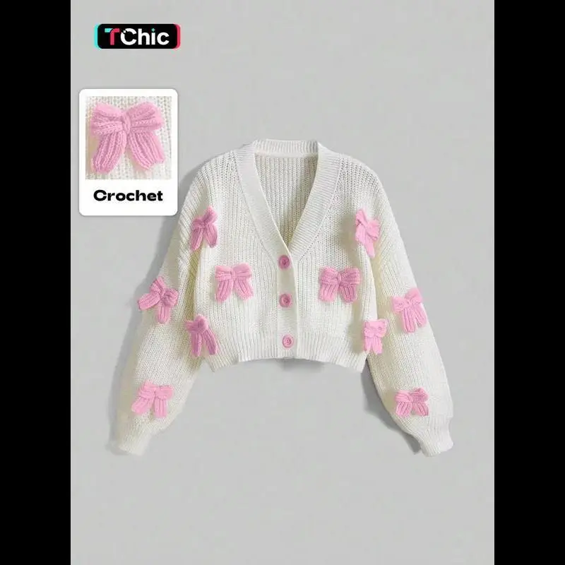 Women's Handmade 3D Long Sleeve Sweater, Casual Fashion Knit Cardigan, Unique Design, All Seasons Wear, Knitwear