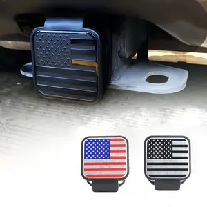 USA American Flag Trailer Hitch Cover, 2 Inch Soft Rubber Receiver Plug, Anti-Rattle Weatherproof Protection, Car Exterior Accessories for Trucks Jeep SUV Ford RAM
