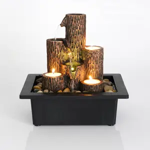 Tabletop Fountain Ornaments Home Gardening Decoration Rockery Water Fountain Crafts Gifts Desktop Feng Shui Design Plastic Traditional USB Plug 13x16x19 cm