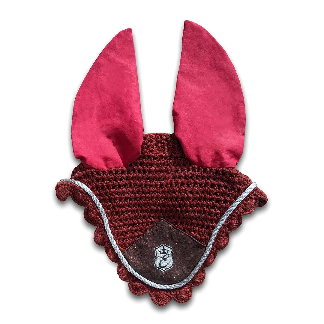 Burgundy Fly Hat | Horse Fly Bonnet, Breathable Knitted Base, Stretchy Ears | Equestroom