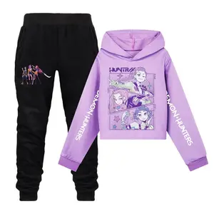 Devil Hunter Hip Hop Hoodie Set, Pullover, Pants Set, Top, Youth Sports Shirt, Jogging Shirt, Hoodie Gift, Hoodie, Children's Anime Movie, Children's Comedy, Fancy Leisure, Fancy Long Sleeve T-shirt, SportsRAIMENTRY
