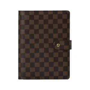 Checkered Leather A5 Size Faux Leather Plaid Notebook, Detachable Refillable Inner Pages, Multi-Functional Storage, ldealfor Work, School, Logs