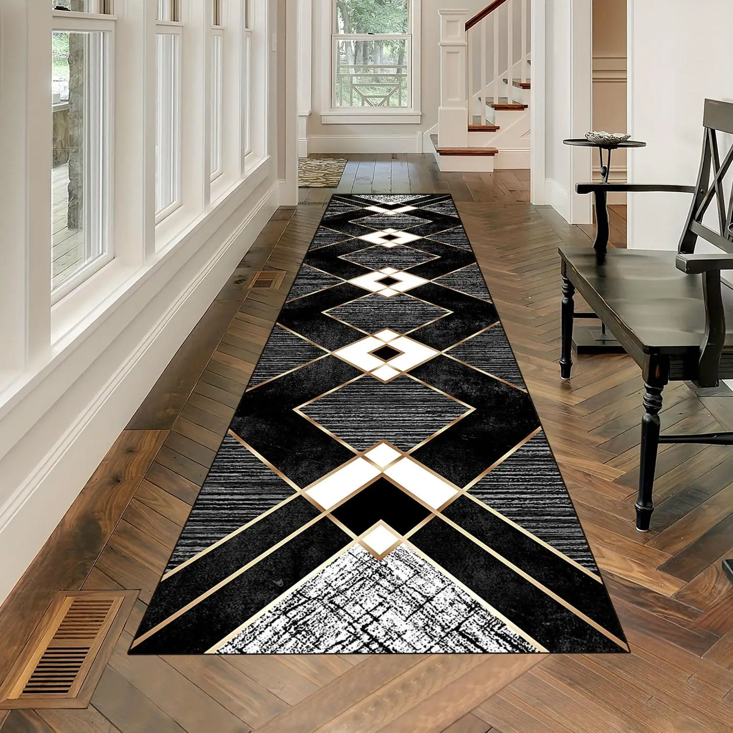 Geometric Pattern Kitchen Mat, Non-slip Soft Decorative Carpet, Creative Kitchen Carpet, Villa Corridor Long Carpet, Machine Washable Balcony Carpet