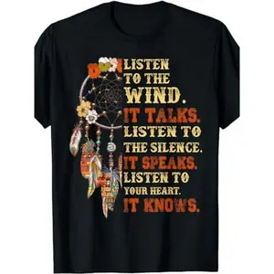 Native American Proverb Quotes T-Shirt | Same Style for Men and Women, 2025 Summer, Short-Sleeved, Printed, Pure 220G, Crew Neck, Slight Stretch, Regular Fit, Vintage Style, Drawing Pattern
