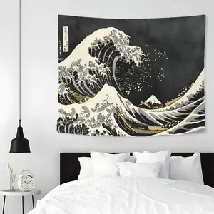 Wave Pattern Tapestry, 1 Count Aesthetic Wall Hanging Decor, Wall Art for Home Living Room Bedroom Study Room Office Dormitory, Starry Sky Pattern