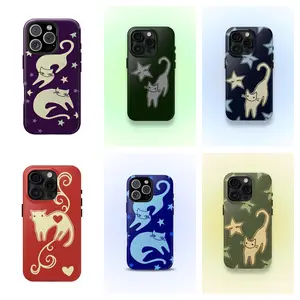 Celestial Star Cats Purple Phone Case Cute Y2K Grunge Whimsical Cool Girl Gift for iPhone Pro Max 17 16 15 14 13 12 11 Air Plus Mini