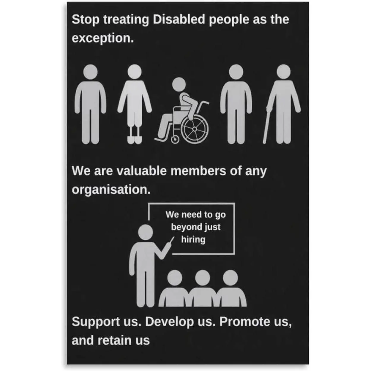 Unframed "Not All Disabilities Are Visible" Popular Science Poster, 20x30in (50x75cm) Canvas Wall Artwork, Home Decor for Bedroom & Office, Artistic