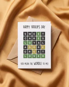Funny Wordle Father's Day Card, Cute Word Game Dad Card, Trendy Word Puzzle Pun Card for Husband, Gamer Dad Gift