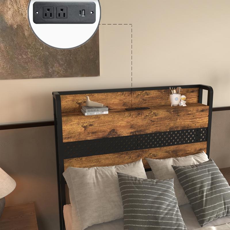 Twin Bed Frames with Headboard, Twin Size Bed Frames with Storage Drawers & Charging Headboard , 4 Drawers,Smart LED Bed Frame, Single Bed Frame, No Box Spring Needed,Noise-Free,Dorm essentials,bedroom accessories