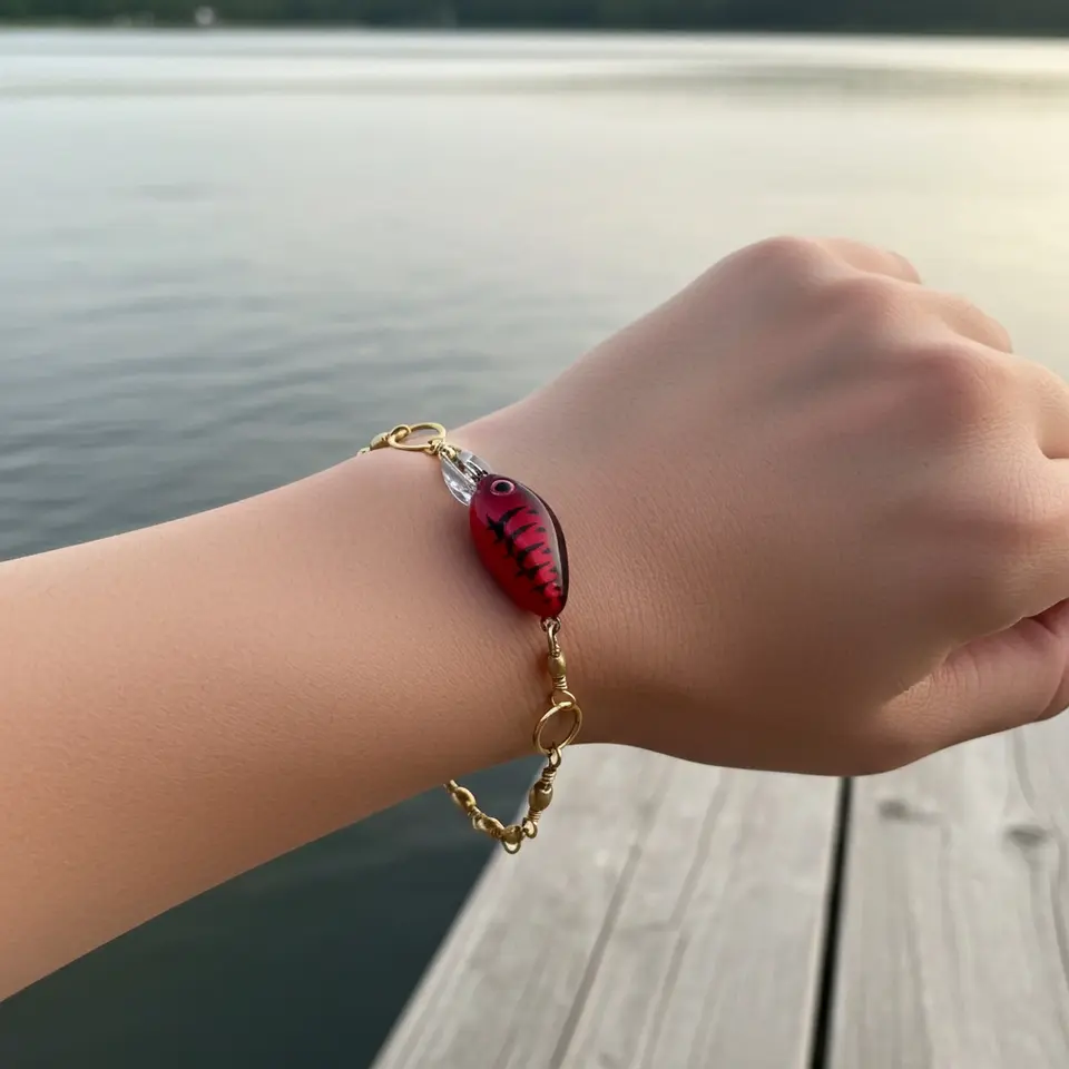 Fishing Lure Bracelet Red & Black | Clay By Design