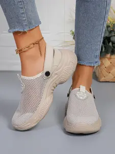 Women's Thick Sole Open Toe Sandals Breathable Lightweight Comfort Casual Shoes Mesh Hollow Out Design Summer Footwear