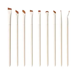 Porcelain White Sickle Eyeliner Brush Angled Fine Blade Makeup Brush Eyebrow Brush Eye Brush Extra Thin Precise Brush Head Angled Blade Design Easily Draw Fine Eyeliner and Brows Beginner Friendly Clean Lines