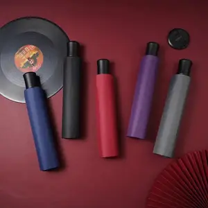 Manual black vinyl folding umbrella, sun protection, anti-ultraviolet, anti-storm, sun and rain umbrella, double person umbrella