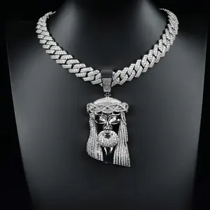Hiphop Jewelry High Quality Zircon Cool Pharaoh Pendant Bling Iced out Cuban Link Chain For Men Fashion Party Gfit