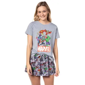 Marvel Womens' Classic Comic The Avengers Characters Sleep Pajama Set Shorts