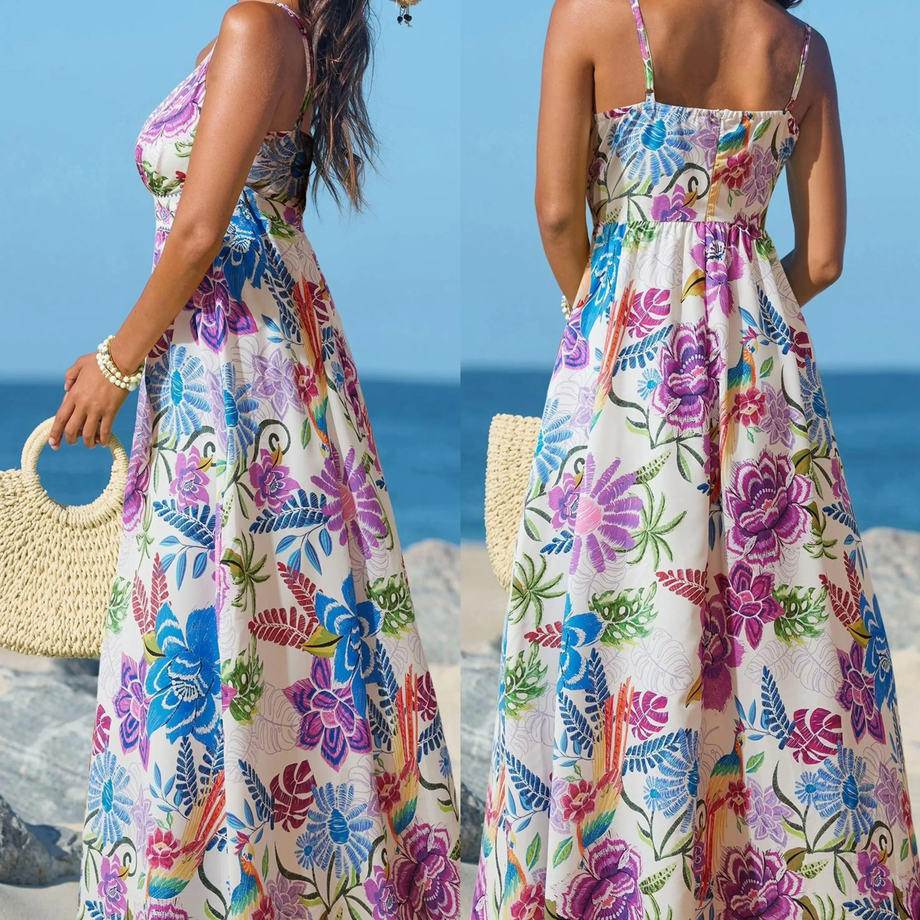 CUPSHE Women's Vibrant Oasis Tropical Maxi Dress - Square Neckline, Sleeveless, Floral Print, Back Zip Closure, Flowy Bohemian Beach Outfit, Casual Wear, Yellow Birthday Women's Clothes #tiktokshopmemorialday - TikTok Shop CUPSHE Women's Vibrant Oasis Tropical Maxi Dress - Square Neckline, Sleeveless, Floral Print, Back Zip Closure, Flowy Bohemian Beach Outfit, Casual Wear, Yellow Birthday Women's Clothes #tiktokshopmemorialday - TikTok Shop