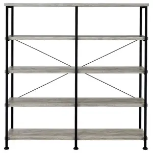 Analiese 63-inch 4-shelf Double Bookshelf Grey Driftwood