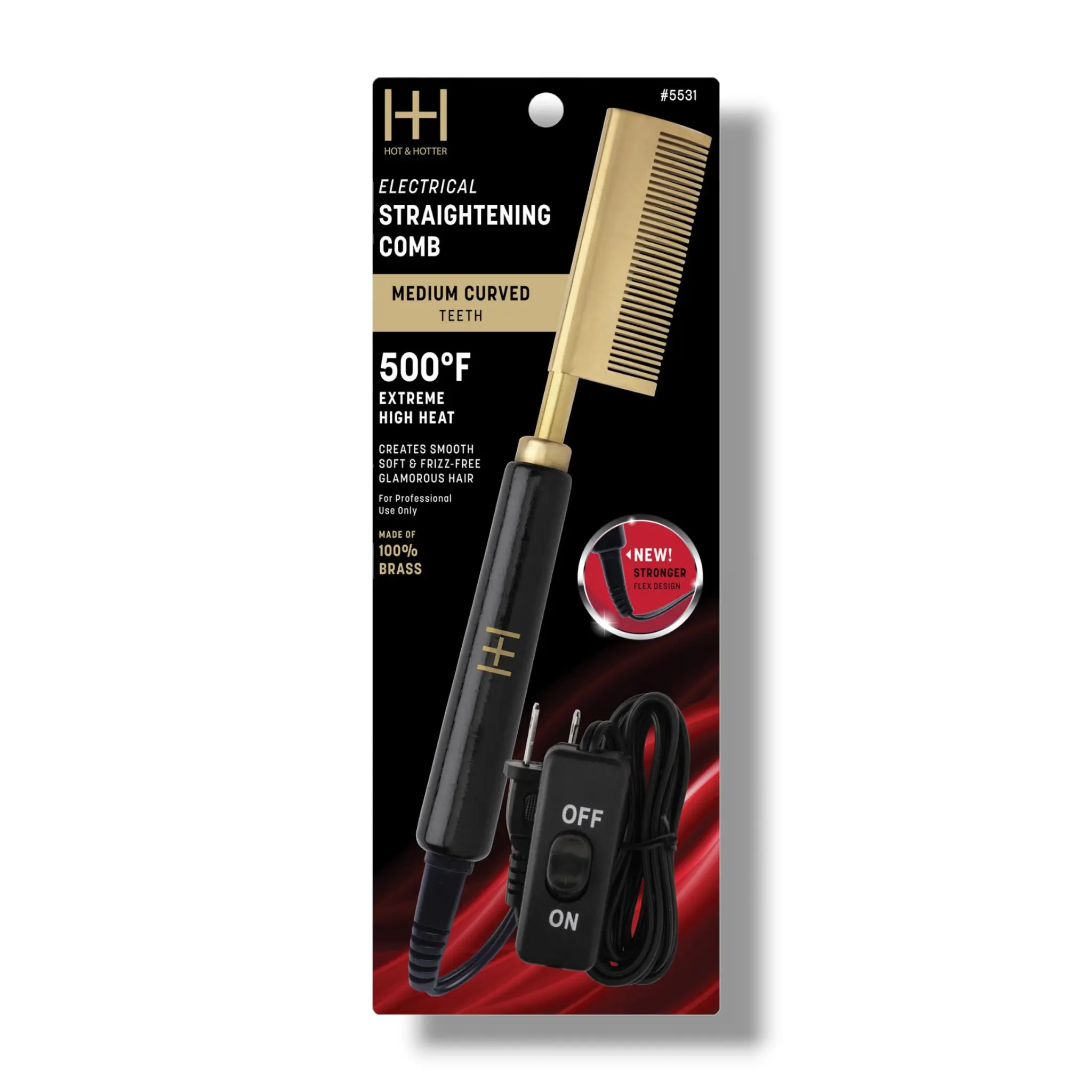 Hot & Hotter Electric Curved-Teeth Straightening Comb