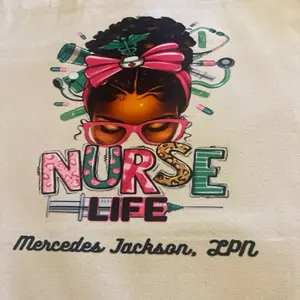 Customize Nurse Tote Bags-Personalized Design with Nurse Life Graphic and Medical Icons