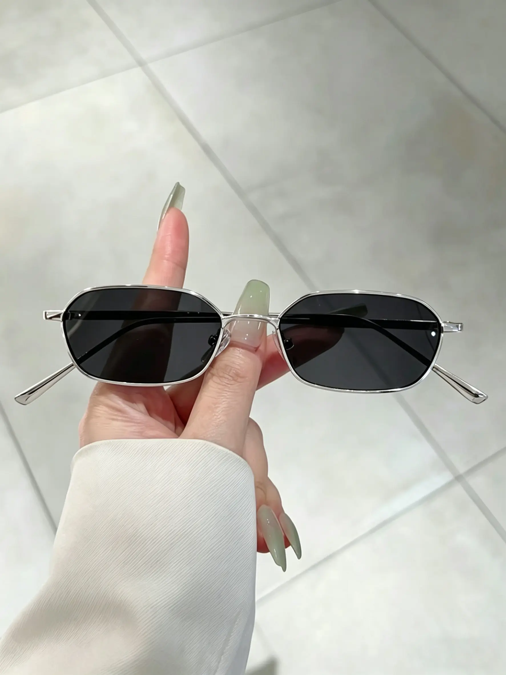 Unisex Classic Casual Fashion Small Frame Geometric Square Metal Frame, Colorful Bohemia for Face Shape Correction, Party Daily Wear, Trendy Casual Sunglasses, Stylish Sunglasses