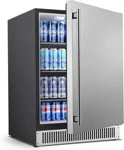 Coolski 24 inch Beverage Refrigerator, 180 Cans Under Counter Fridge Stainless Steel