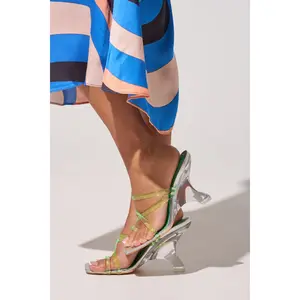 AZALEA WANG LEMUEL GREEN AND SILVER WEDGE SANDAL