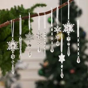 10pcs New Christmas Decorations Christmas Ice Bars Transparent Snowflake Icy Acrylic Fake Icicles