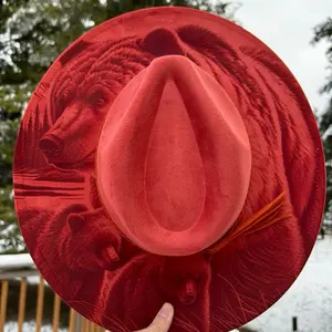 Bear engraved Fedora Hat